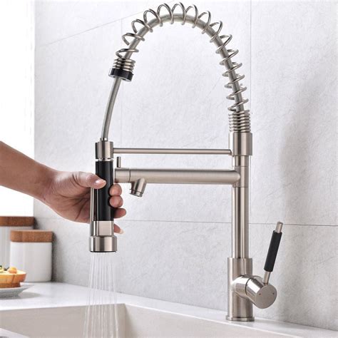zimtown copper double handle pull  sprayer spring kitchen faucet kitchen sink faucet