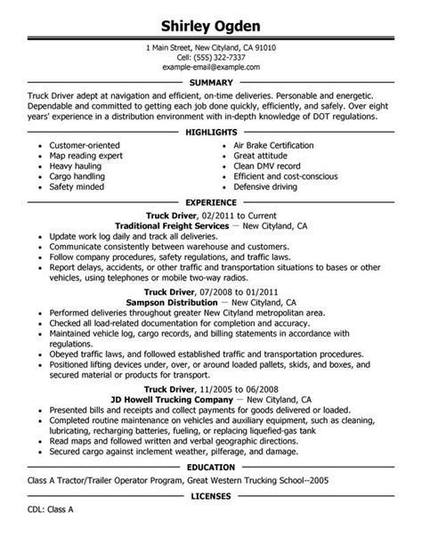 truck driver resume sample stuff pinterest resume examples