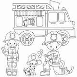 Coloring Pages Firefighter Firefighters Fire Cute Firemen Color Trucks Ladder sketch template