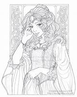 Coloring Pages Adults Adult Royalty Lineart Fairy Printable Color Colouring Princess Sheets Kleuren Voor Volwassenen Books Elfes Reine Artwork Diana sketch template