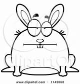 Chubby Bored Rabbit Clipart Cartoon Cory Thoman Outlined Coloring Vector 2021 sketch template
