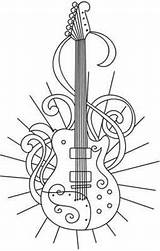 Guitar Coloring Outline Paper Electric Embroidery Swirls Clef Quilling Music Pages Treble Bass Patterns Sheets Radial Guitars Choose Board Templates sketch template