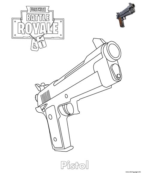 pistol fortnite item coloring page printable