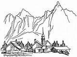 Mountain Coloring Scene Pages Getdrawings Drawing sketch template