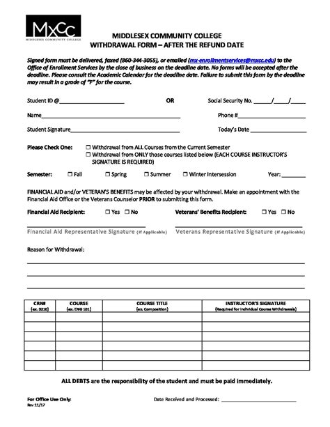 withdrawal form  ct state middlesex