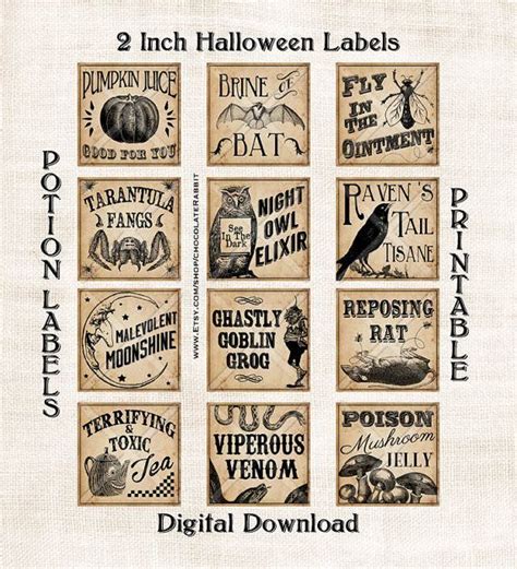 witch miniature printable labels halloween witches digital