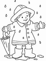 Coloring Pages Rainy Season Printable Raining Color Her Raincoat Cute Size Enjoying Lilly sketch template