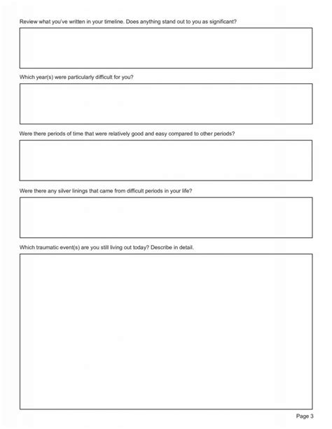 trauma timeline therapy worksheet editable fillable printable