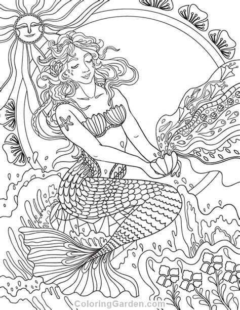 realistic mermaid coloring pages  adult lud