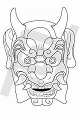 Oni Mask Japanese Drawing Tattoo Vector Coloring Demon Template Deviantart Getdrawings sketch template