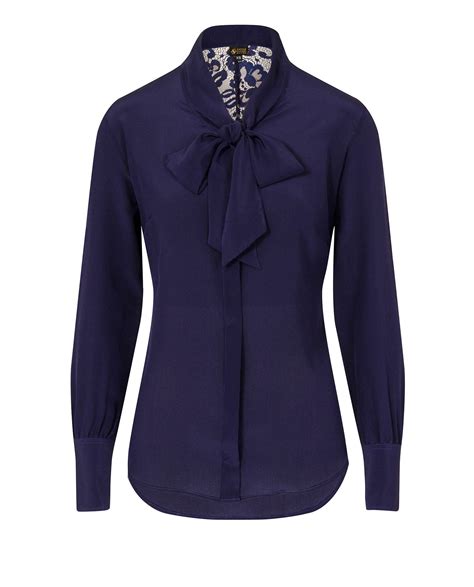 silk bow blouse navy blue sophie cameron davies