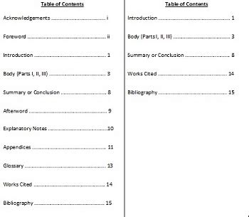 table  contents  style reference  dissertations