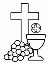 Communion Holy Coloring Clip First Cross Template sketch template