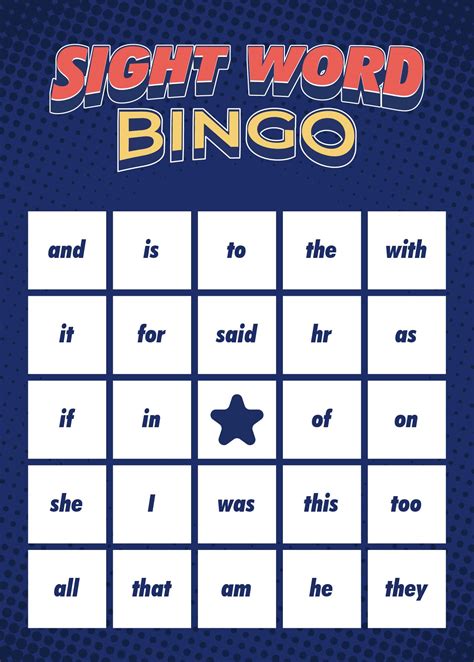 sight word bingo cards printable