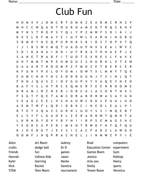 club fun word search wordmint