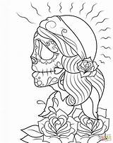 Coloring Pages Dead Skull Printable Girl Gypsy Catrina Calavera Sugar Skulls Adults Color Drawing Print Coloriage Getcolorings Woman Book Getdrawings sketch template