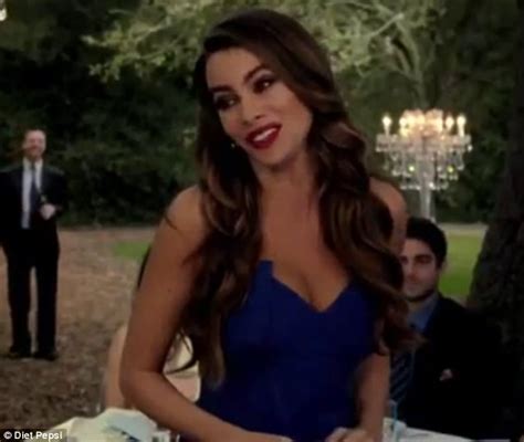 sofia vergara wears slinky low cut dress to crash a wedding in new diet pepsi commercial daily
