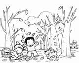 Kids Leaf Fall Collecting Coloring Dog sketch template