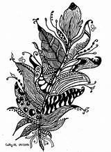 Coloring Zentangle Feather Pages Fancy Exclusive Adult sketch template
