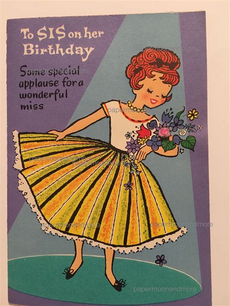 Vintage Birthday Card Sister Nos Unused 1950s Vintage Birthday