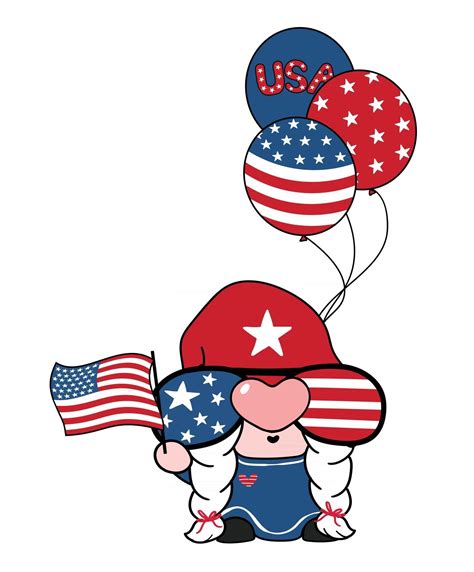cute america usa gnome  flag   july cartoon doodle vector