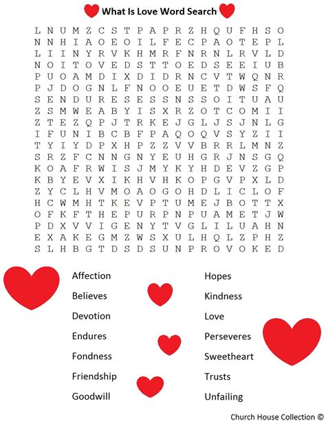 church house collection blog valentine word search  kids   love