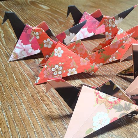 japan garden cranes ten  folded origami flying cranes etsy