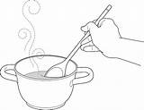Stirring Pot Clip Hand Illustrations Vector Line Soup Stock sketch template