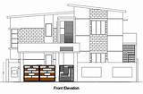 Elevation Autocad Front House Dwg  Drawing Building Floor Residence Cadbull Description sketch template