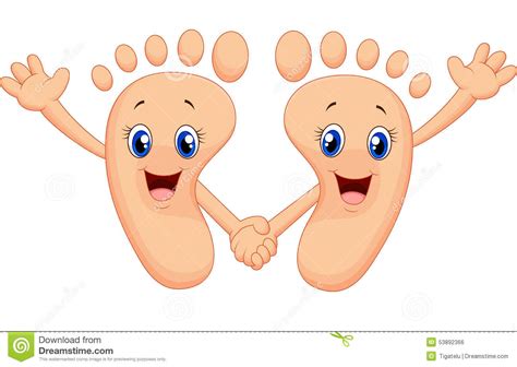 Cartoon Happy Foot Holding Hands Stock Vector Image