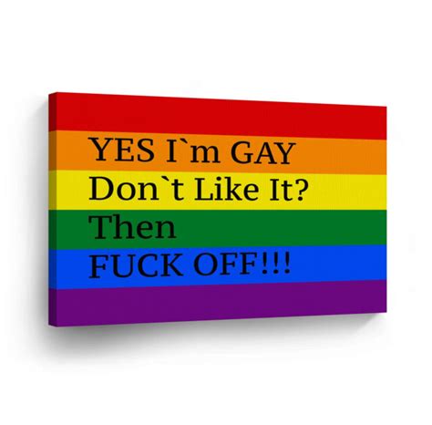 Yes I M Gay Quote Lgbt Flag Colorful Rainbow Canvas Painting Print Wall