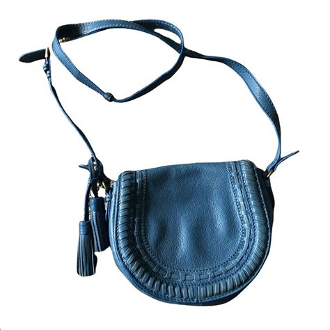 isabella fiore leather crossbody   leather strap bag tassel crossbody bag blue leather bag