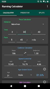 running calculator pace race predictor splits apps  google play