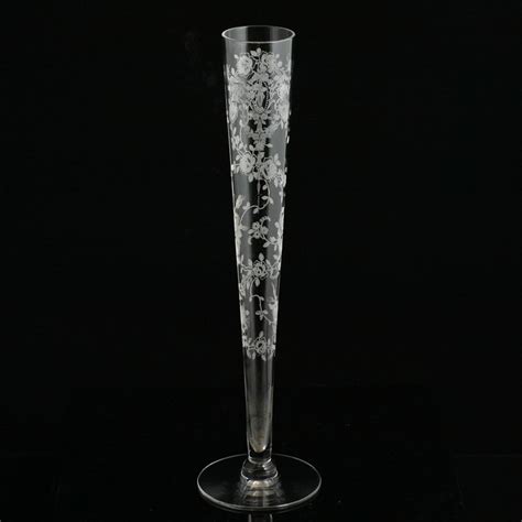 Tiffin Cherokee Rose Vintage Elegant Glass Bud Vase Etched