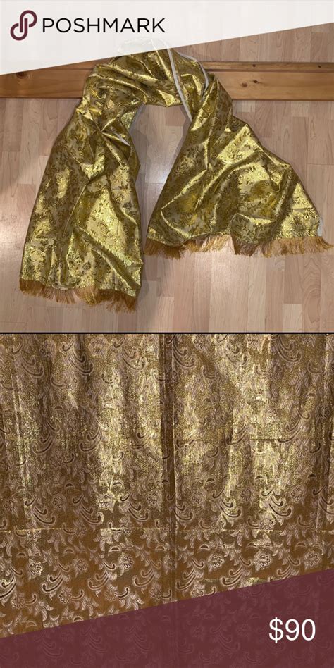 indian sari golden scarfbody wrap nwt fashion golden scarf