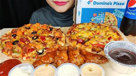 asmrdominos dominos pizzal chicken supreme pizzachicken wingsveg pizzapepsi  food