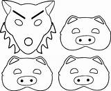 Pigs Little Three Face Pig Coloring Pages Mask Wolf Houses Printable Drawing Stick House Color Getdrawings Getcolorings Print sketch template