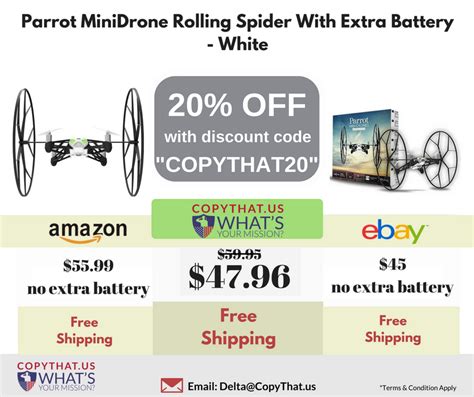 copythatus offer parrot minidrone rolling spider white  extra battery features   faa