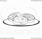Coloring Donuts Outline Plate Clipart Illustration Royalty Rf Toon Hit Background sketch template