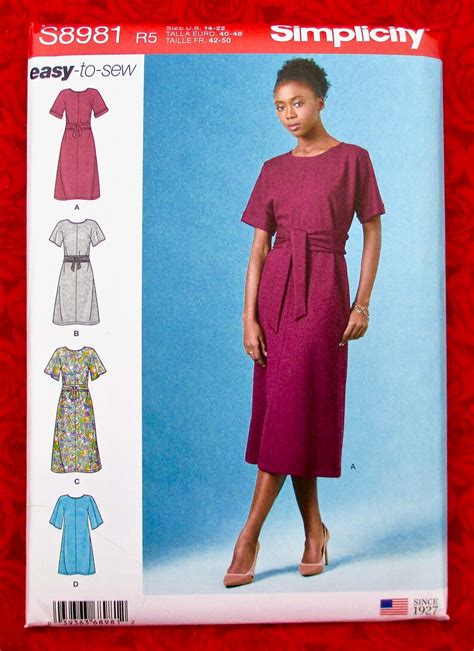 simplicity easy sewing pattern  pullover dress obi tie etsy