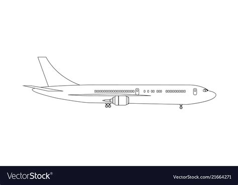 plane drawn  lines  high detailed side view vector image