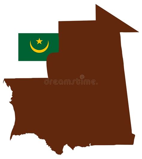 Mauritania Flag And Map Country In Northwest Africa Stock Vector