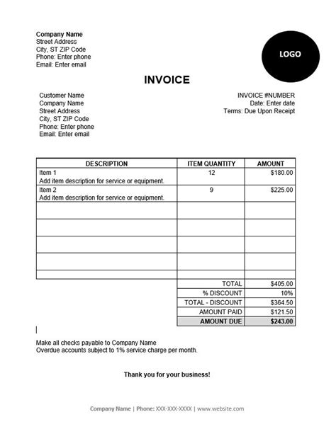 invoice templates sample invoice downloads jobflex