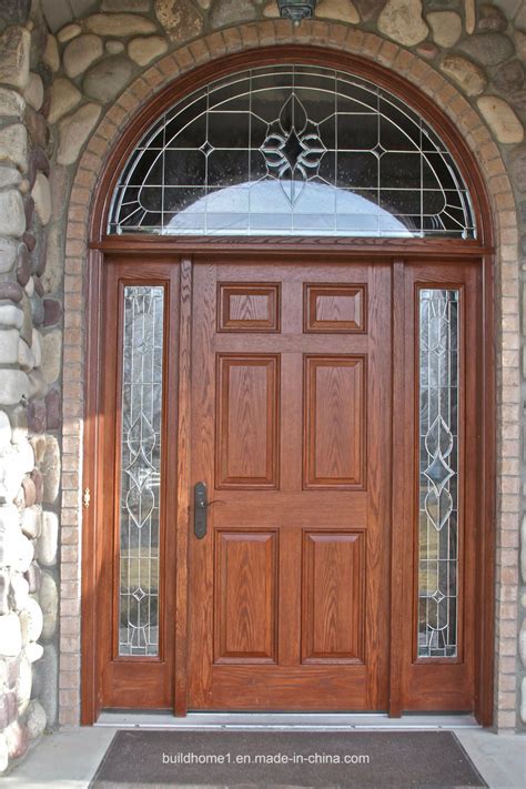 curved top solid wood exterior front entry door  sidelight china
