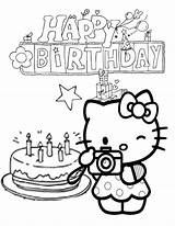 Kitty Birthday Coloring Pages Cake Hello Happy Star Printable Print Color Clipart Book Comments Library sketch template