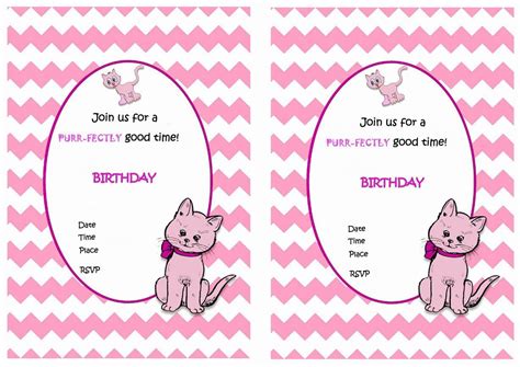 printable kitten birthday invitations  printable