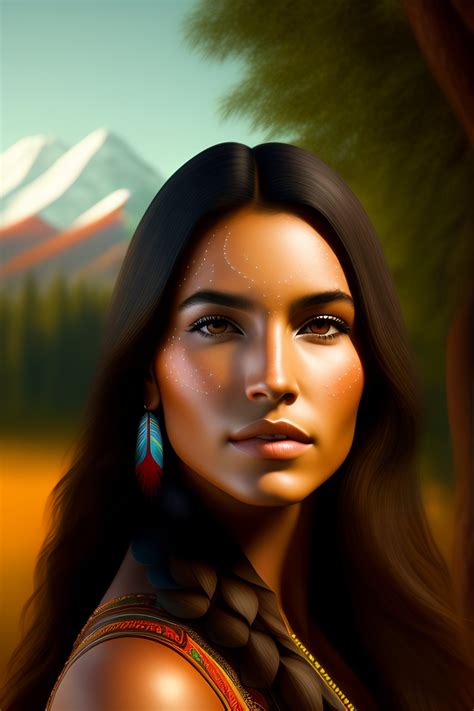 Lexica Native American Young Woman Portrait In 3d Digital Art With