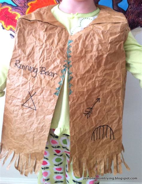 just one mom trying preschool thanksgiving costumes indian vest thanksgiving pinterest