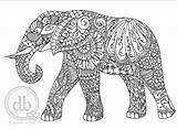 Elephant Coloring Henna Poster Adult Print Description sketch template