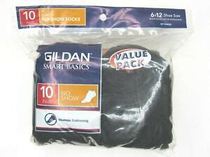 gildan smart basics mens  show socks  pair  pack   size black cotton  ebay